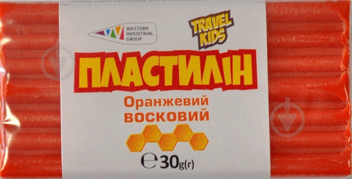 Пластилин восковый оранжевый TRAVEL KIDS 30 г Western Industrial Group - фото 1