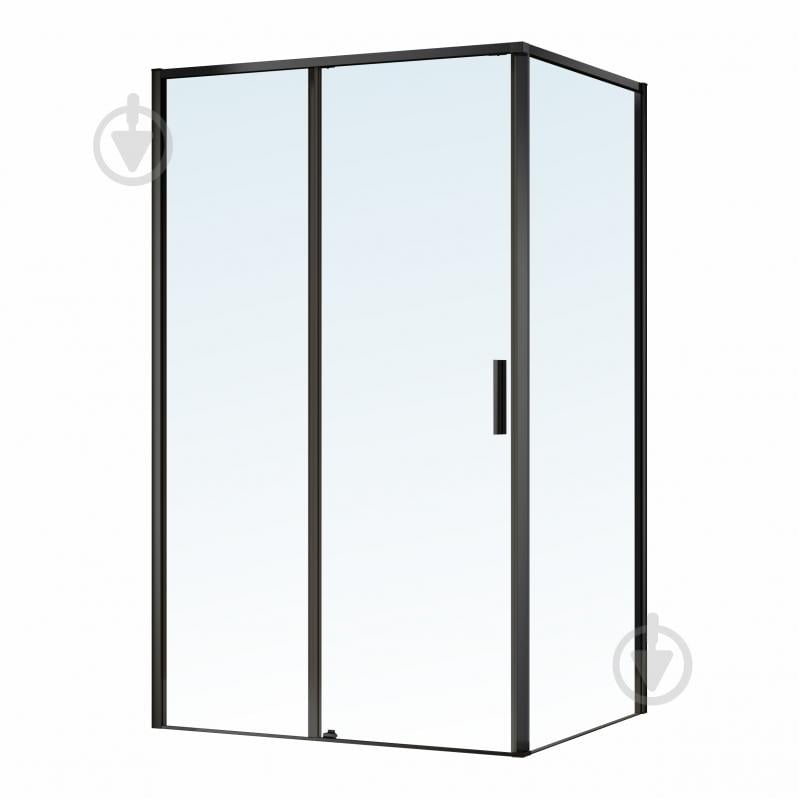 Душова кабіна Imprese OSSER 120*80*195см прямокутна, розсувна профіль чорний мат, скло прозоре - фото 1