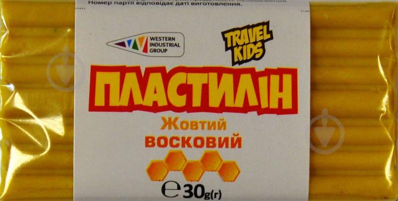 Пластилин восковый желтый TRAVEL KIDS 30 г Western Industrial Group - фото 1