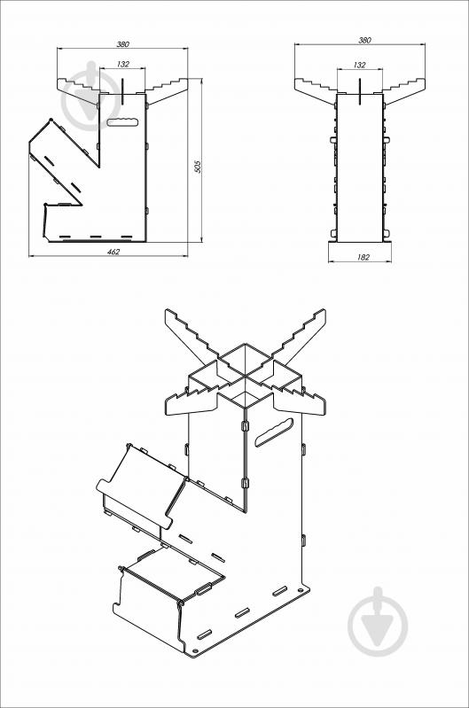 Печь ракетная STEEL CHARACTER 462х505х18 Тризуб - фото 3
