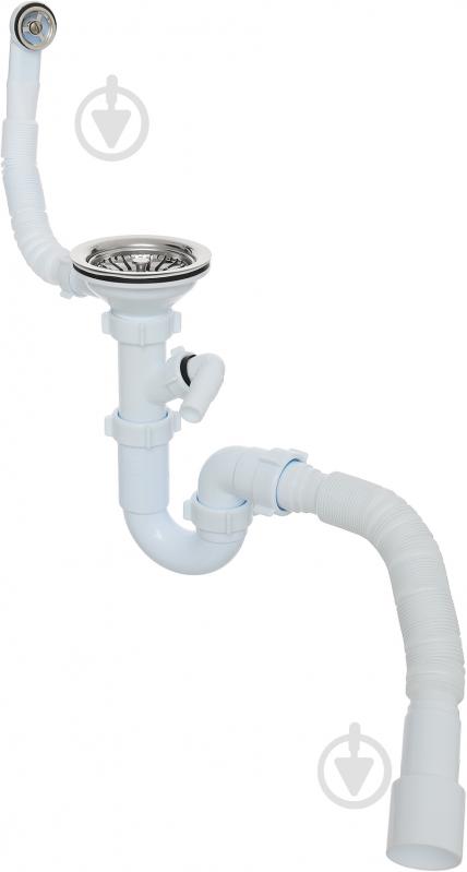 ? Сифон для кухонной мойки Ani Plast выпуск d 100, круглый перелив, вых ...
