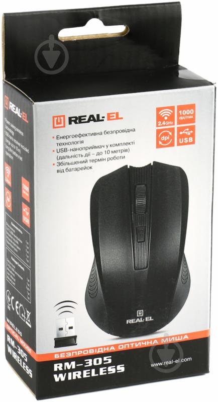 Мышь REAL-EL RM-305 Wireless black - фото 3