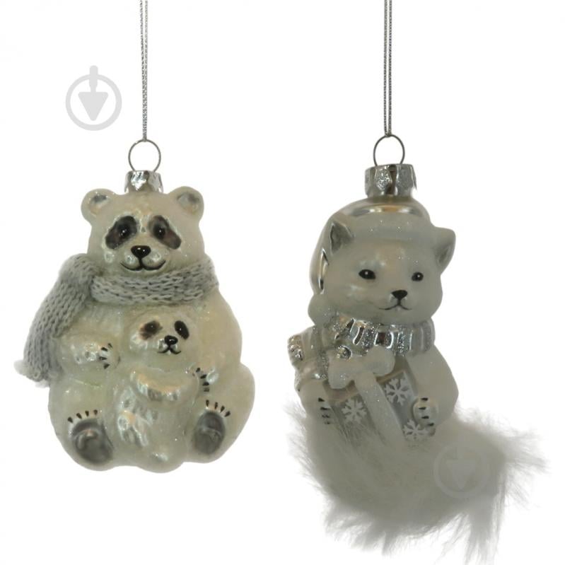 Підвіска WEI DE ARTS скляна панда/лисичка 1 шт 6 х 10 см біло-срібний - фото 1 Підвіска WEI DE ARTS скляна панда/лисичка 1 шт 6 х 10 см біло-срібний - фото 1