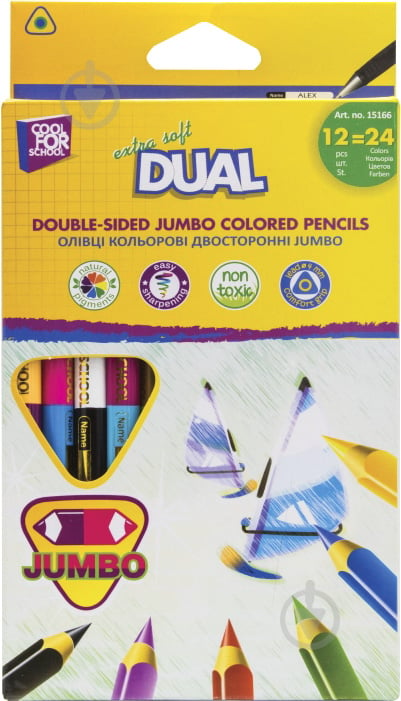 Олівці кольорові Dual Jumbo Extra Soft 12 шт. CF15166 Cool For School - фото 1