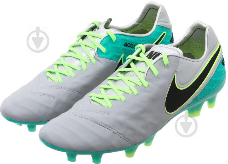 Бутсы Nike Tiempo Legend VI FG 819177-005 р.40,5 серый с зеленым - фото 1