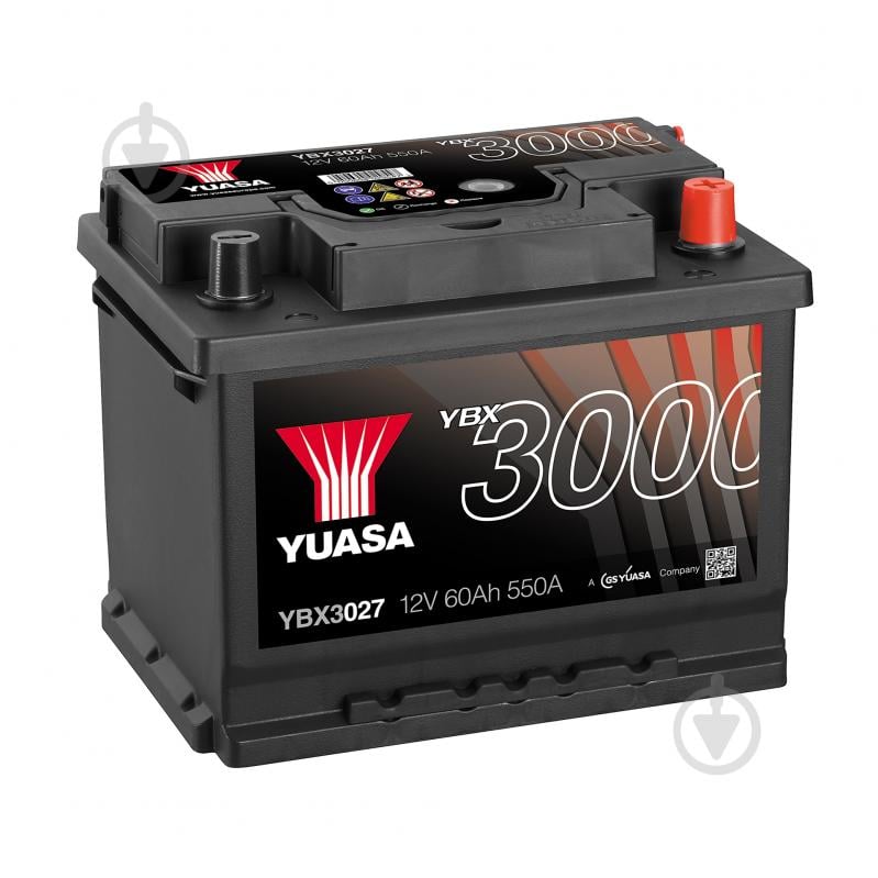 Акумулятор автомобільний Yuasa SMF Battery 60Ah 550A 12V YBX3027 «+» праворуч (YBX3027) - фото 1