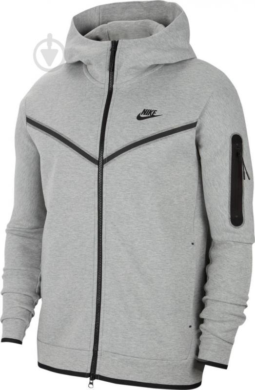 ᐉ Джемпер Nike M NSW TCH FLC HOODIE FZ WR CU4489-063 р. M серый меланж ...