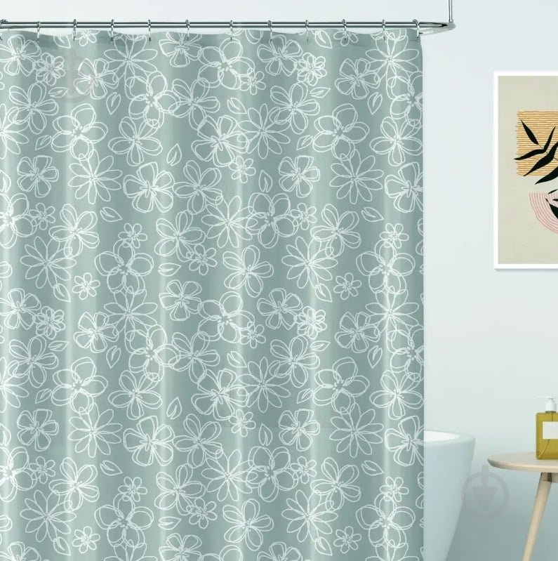 Шторка для ванни Werk Квітковий ескіз PEVA 180x180 (без кілець) - фото 1 Шторка для ванни Werk Квітковий ескіз PEVA 180x180 (без кілець) - фото 1