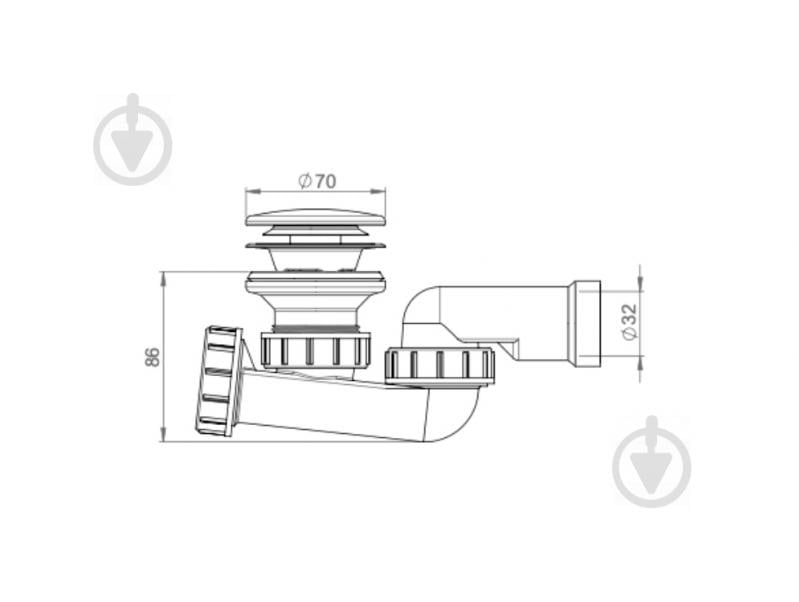 Сифон для душового піддона Prevex d52 мм Click-Clack вихід зливу d32 мм (3212007) - фото 2