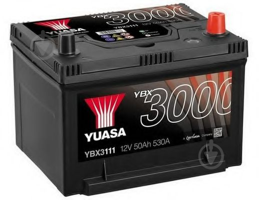 Аккумулятор автомобильный Yuasa SMF Battery 50Ah 530A 12V YBX3111 «+» справа (YBX3111) - фото 1