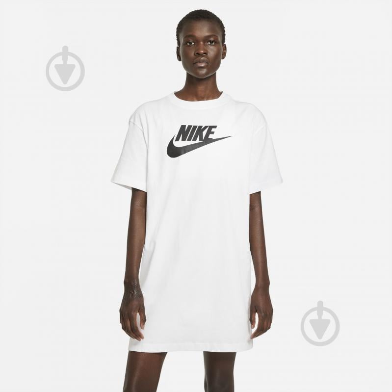 Платье Nike W NSW ESSNTL DRESS FUTURA PRNT DM3278-100 р.XS белый - фото 1