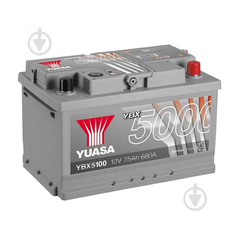 Аккумулятор автомобильный Yuasa Silver High Performance Battery 75Ah 710A 12V YBX5100 «+» справа (YBX5100) - фото 1