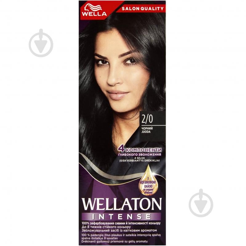 Краска для волос Wella Wellaton №2/0 черный 110 мл - фото 1