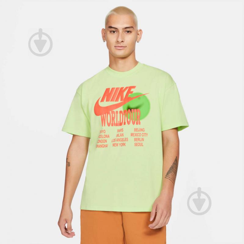 Футболка Nike M NSW TEE WORLD TOUR DA0937-383 р.2XL лайм - фото 2