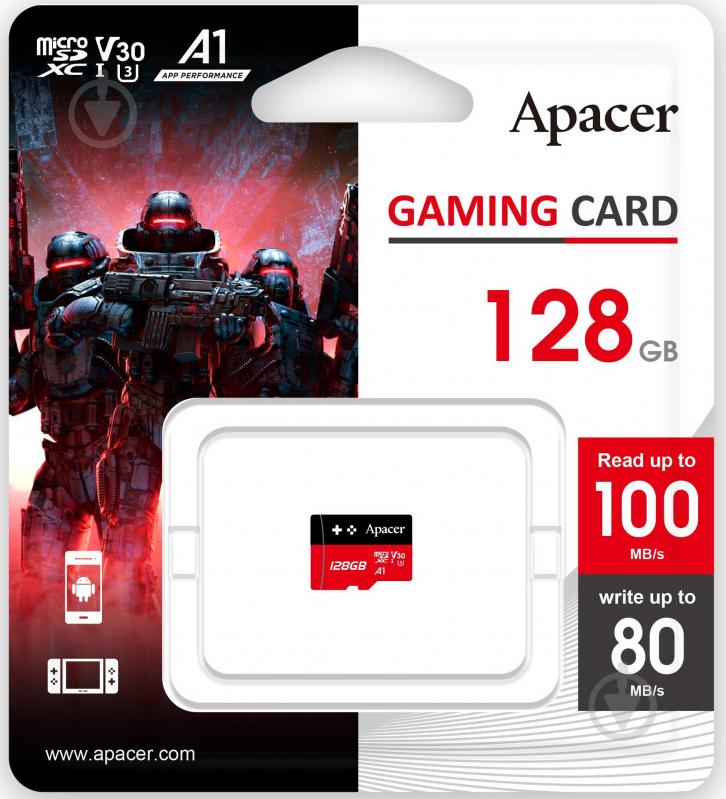 Флеш-память USB Apacer microSDXC Class 10UHS-I Class 3 (U3) (AP128GMCSX10U7-RAGC ) - фото 2