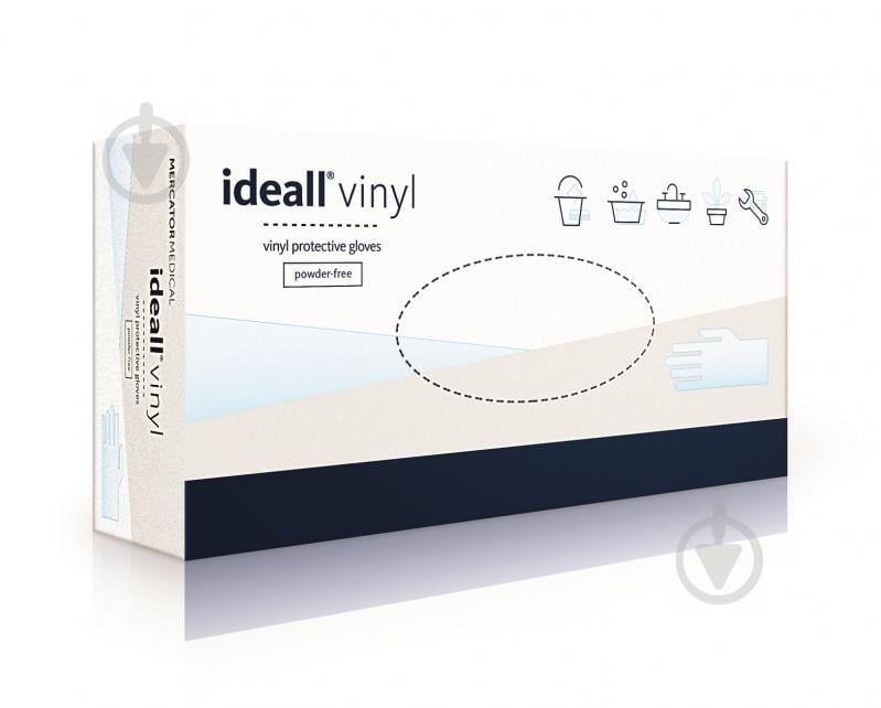 Перчатки виниловые IDEALL VINYL стандартные р. L 50 пар/уп. - фото 1