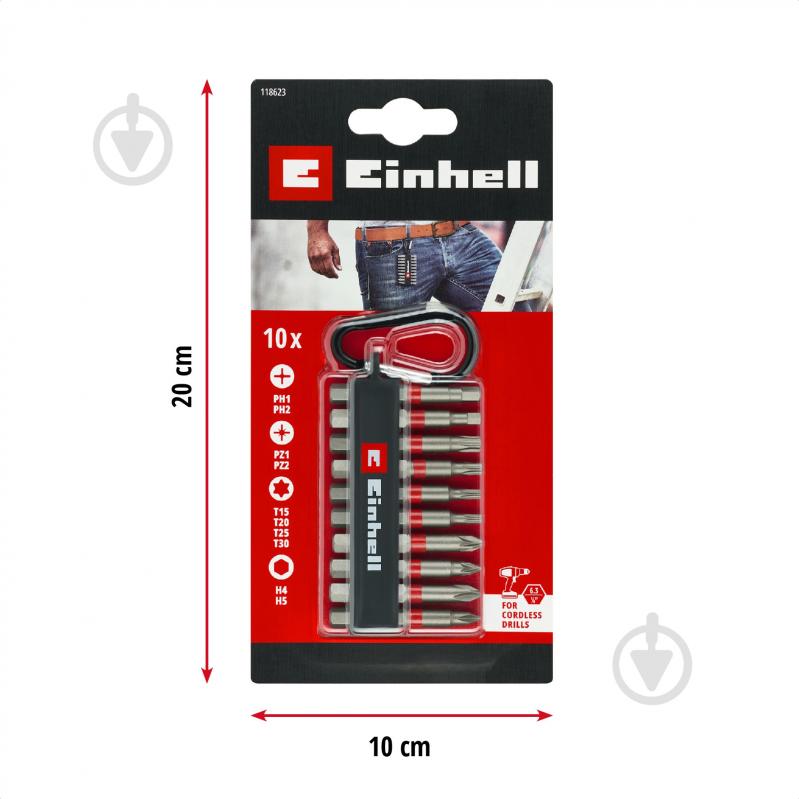 Набор бит Einhell с карабином 10 шт. 118623 - фото 5