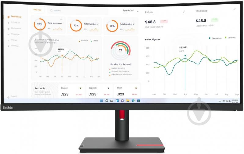 Монітор Lenovo T34w-30 34" (63D4GAT1UA) - фото 2