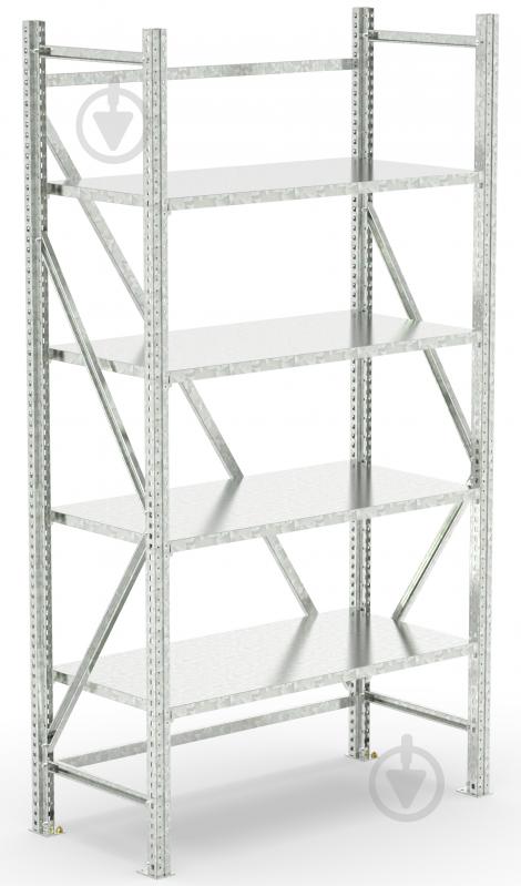 Стеллаж 2000x1000x500 мм STOREHOUSE серый металл полки 4 шт. цинкованный - фото 1