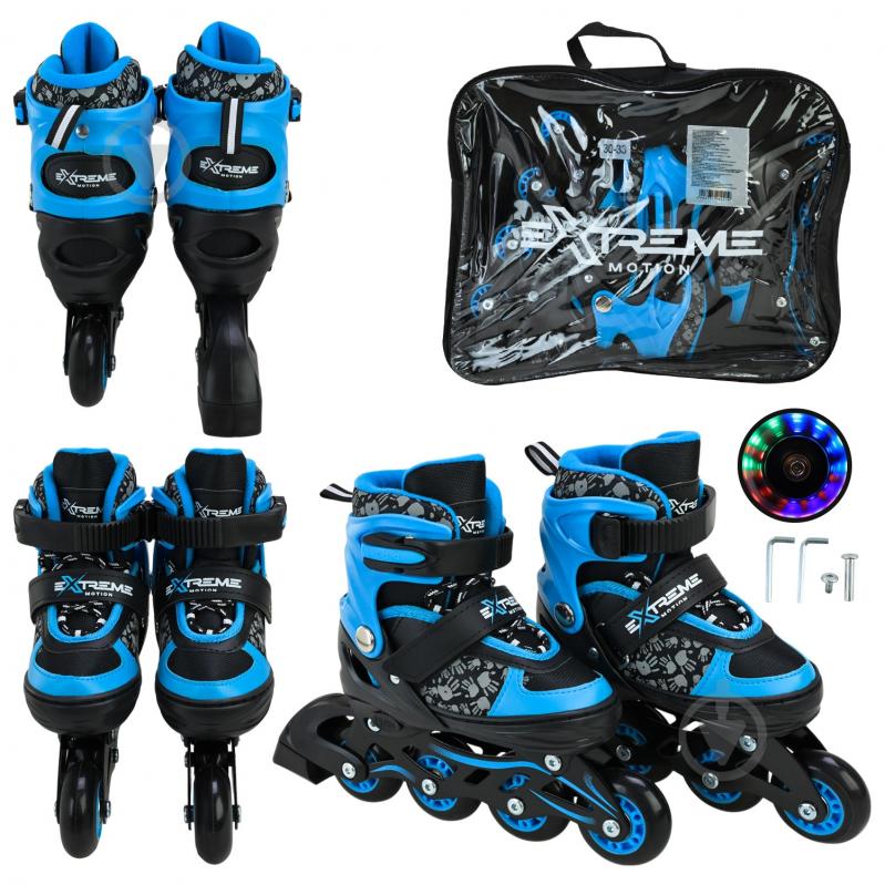 Роликовые коньки Shantou Extreme Motion RL25421 р. 30-33 синий - фото 1 Роликовые коньки Shantou Extreme Motion RL25421 р. 30-33 синий - фото 1