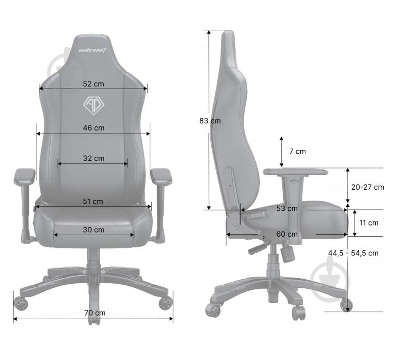 Кресло игровое Anda Seat Novis Size L Gray Fabric серый - фото 17 Кресло игровое Anda Seat Novis Size L Gray Fabric серый - фото 17