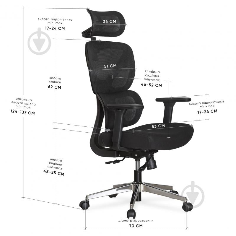 Кресло офисное Mealux D1 Air Fabric черный - фото 3