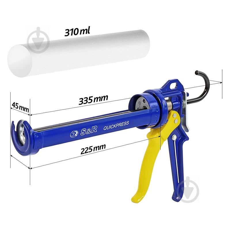 Пистолет для герметика S&R Profi усиленный 225 мм 278230100 - фото 2