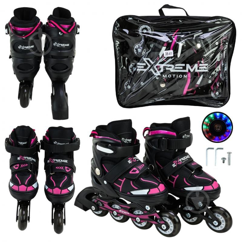 Роликовые коньки Shantou Extreme Motion L RL25429 р. 38-41 черный - фото 1