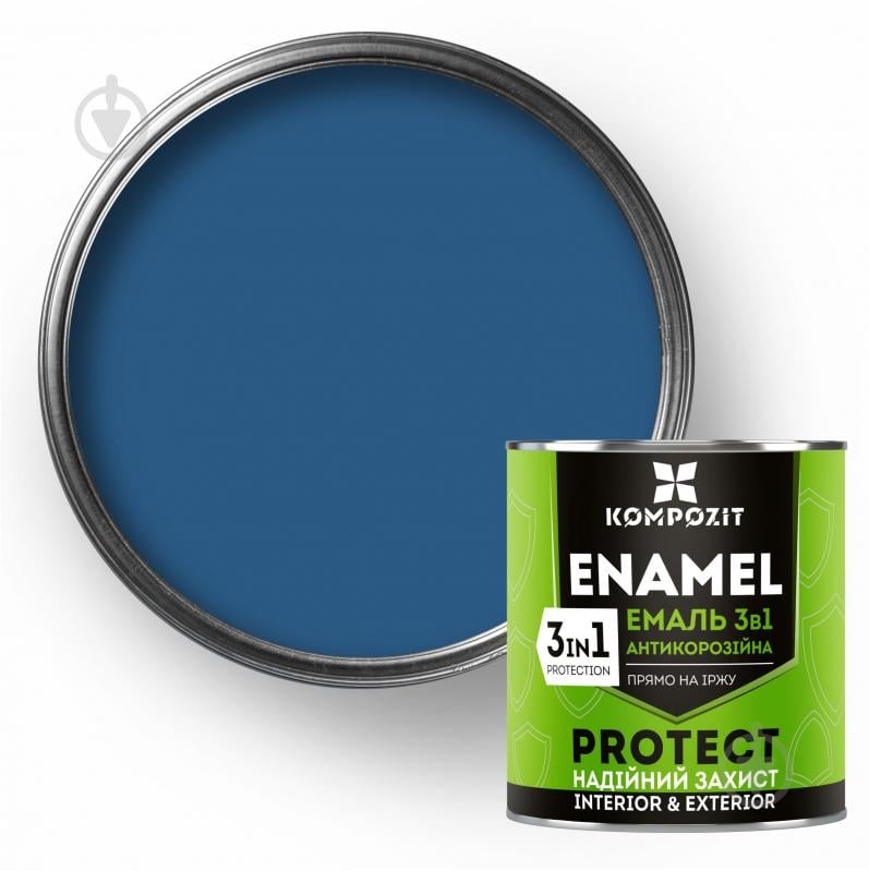 Эмаль Kompozit антикоррозионная 3 в 1 PROTECT RAL5010 синий шелковистый мат 0.75 кг - фото 1 Эмаль Kompozit антикоррозионная 3 в 1 PROTECT RAL5010 синий шелковистый мат 0.75 кг - фото 1