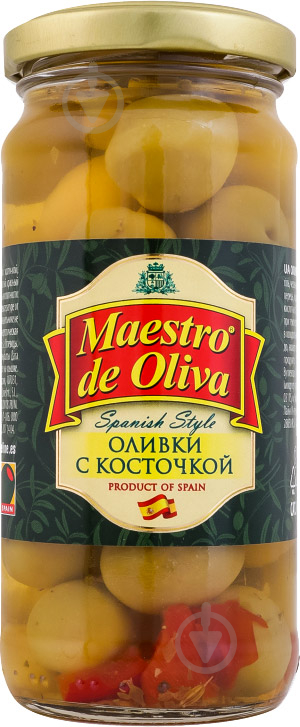 Оливки Maestro De Oliva с косточкой Spanish Style 240г (8436024297775) - фото 1