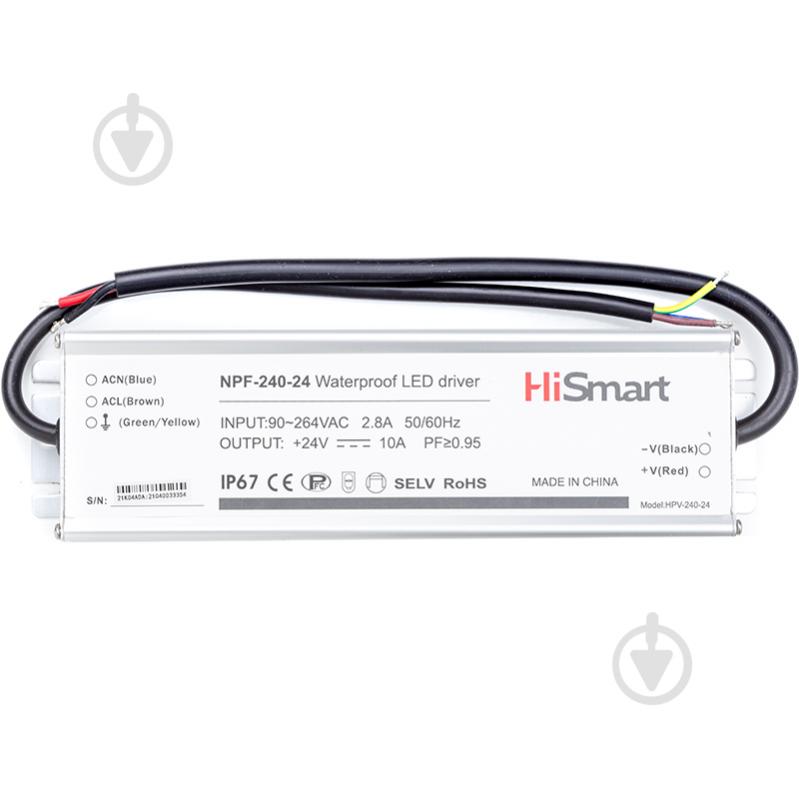 Блок питания HiSmart 24 В 240 Вт IP67 NPF-240-24 24V, 10A, 240W, PFC, IP67 - фото 1