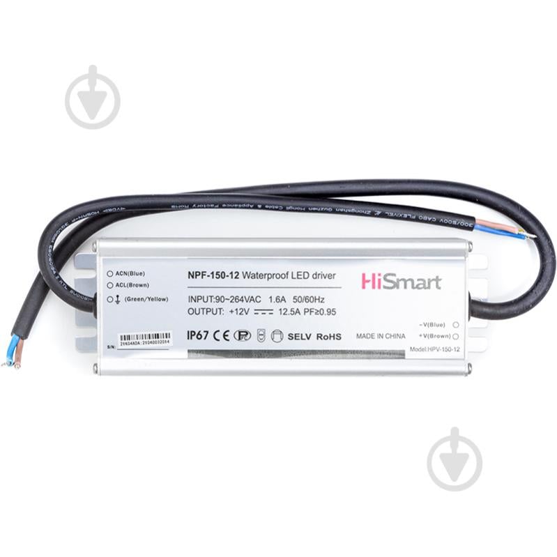 Блок питания HiSmart 12 В 150 Вт IP67 NPF-150-12 12V, 12,5A, 150W, PFC, IP67 - фото 1