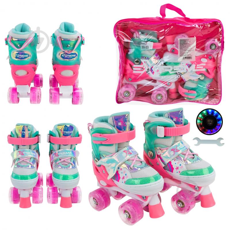 Роликові кросівки Shantou Extreme Motion RL25436 р. 30-33 рожево-зелений - фото 1