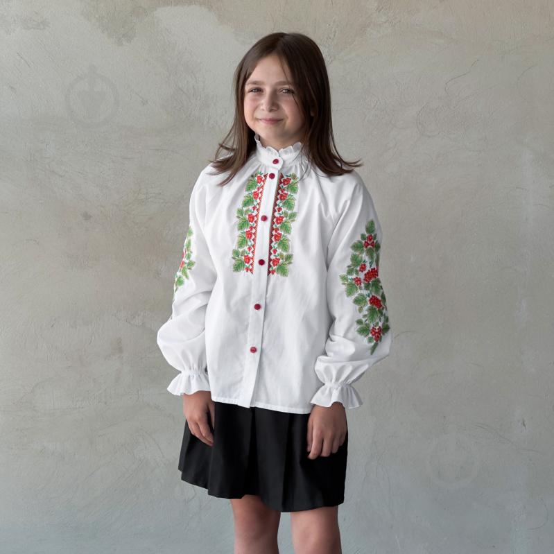 Вышиванка для девочек Эдельвика Калина р.152 белый 262-25/09 - фото 2 Вышиванка для девочек Эдельвика Калина р.152 белый 262-25/09 - фото 2