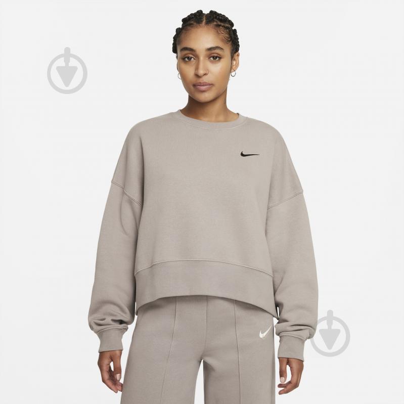 Свитшот Nike WMNS NSW CREW FLC TREND DQ0387-087 р. L бежевый - фото 1