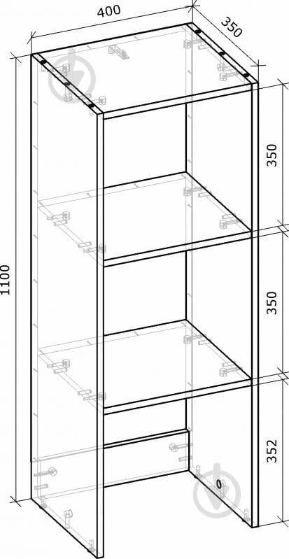 Корпус шкафа Грейд с полками 400х1100х350 мм дуб сонома - фото 5