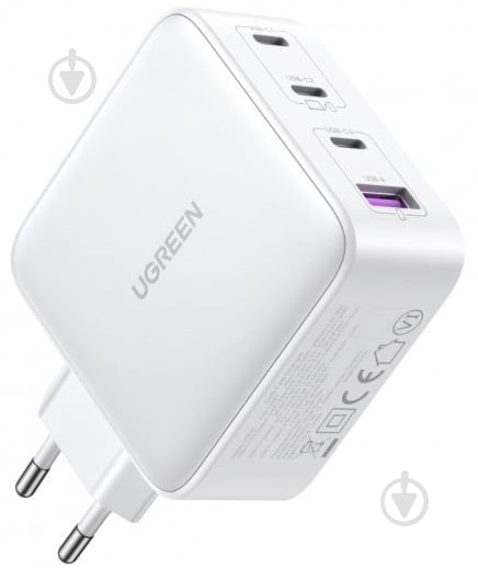 Зарядний пристрій UGREEN CD226/15337 1xUSB-A 3xUSB-C QC4.0 100W GaN Tech Fast White - фото 3