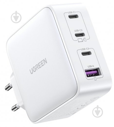 Зарядний пристрій UGREEN CD226/15337 1xUSB-A 3xUSB-C QC4.0 100W GaN Tech Fast White - фото 2