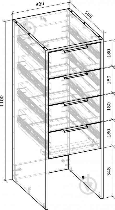 Корпус шафи Грейд Санта з 4-ма шухлядами 400х1100х500 мм дуб сонома - фото 5