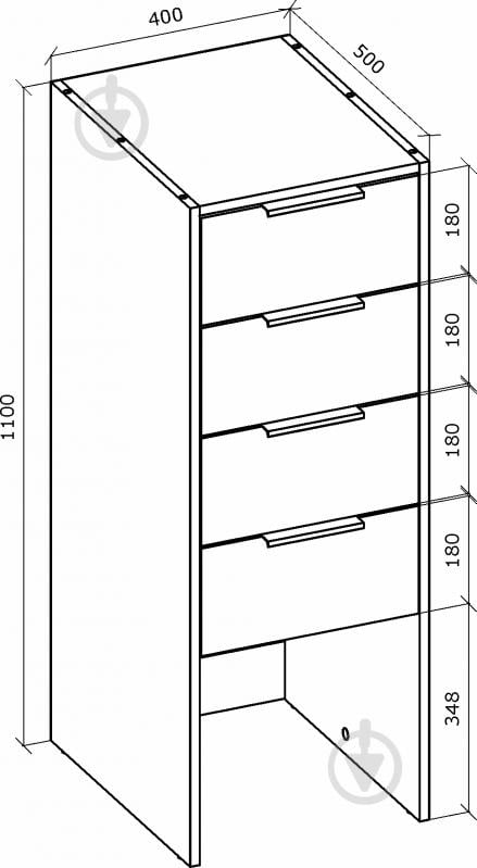 Корпус шафи Грейд Санта з 4-ма шухлядами 400х1100х500 мм дуб сонома - фото 6