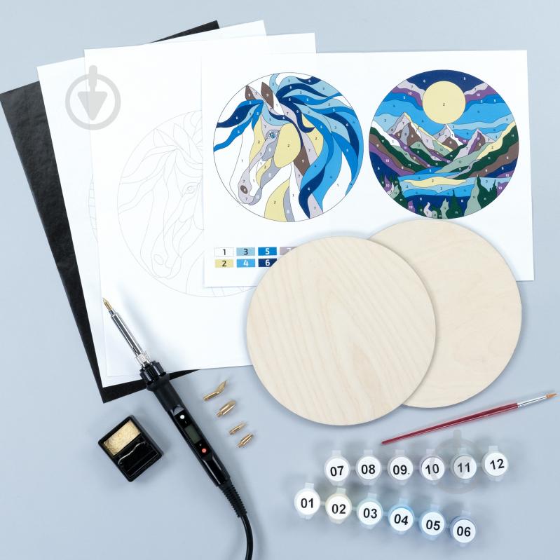 Набір для випалювання „Horse and Mountains“ з фарбами Rosa Start - фото 2