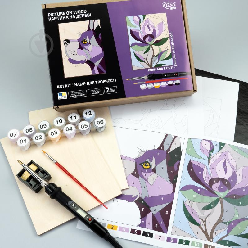 Набір для випалювання „Dog and Flower“ з фарбами Rosa Start - фото 2