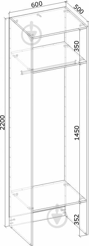 Корпус шкафа Грейд Санта со штангой 600х2200х500 мм дуб сонома - фото 5