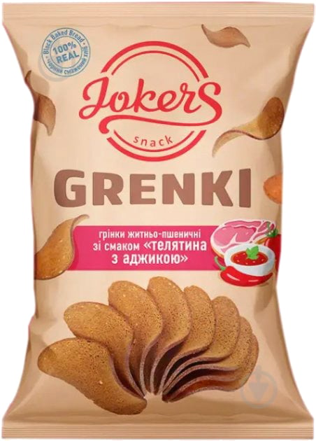 Гренки Jokers ржано-пшеничные со вкусом «телятина с аджикой» 80 г (4820242440077) - фото 1