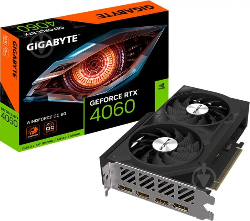 Відеокарта Gigabyte nVidia GeForce RTX 4060 Windforce OC 8GB GDDR6 128bit (GV-N4060WF2OC-8GD) - фото 1