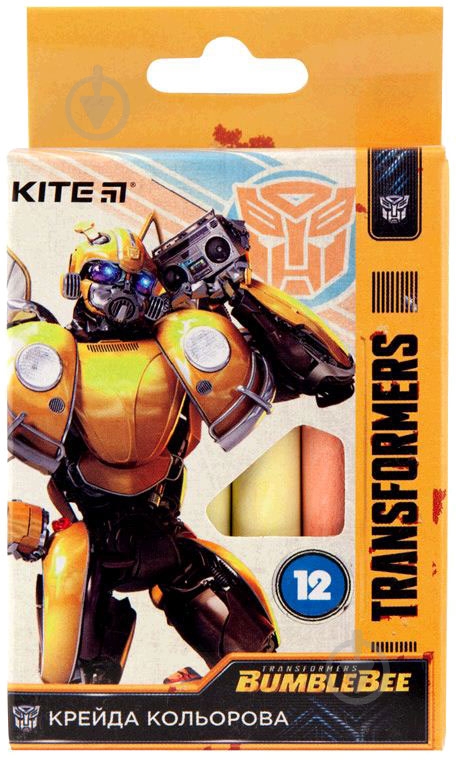 Мел цветной 12 шт. Transformers BumbleBee TF19-075 KITE - фото 1