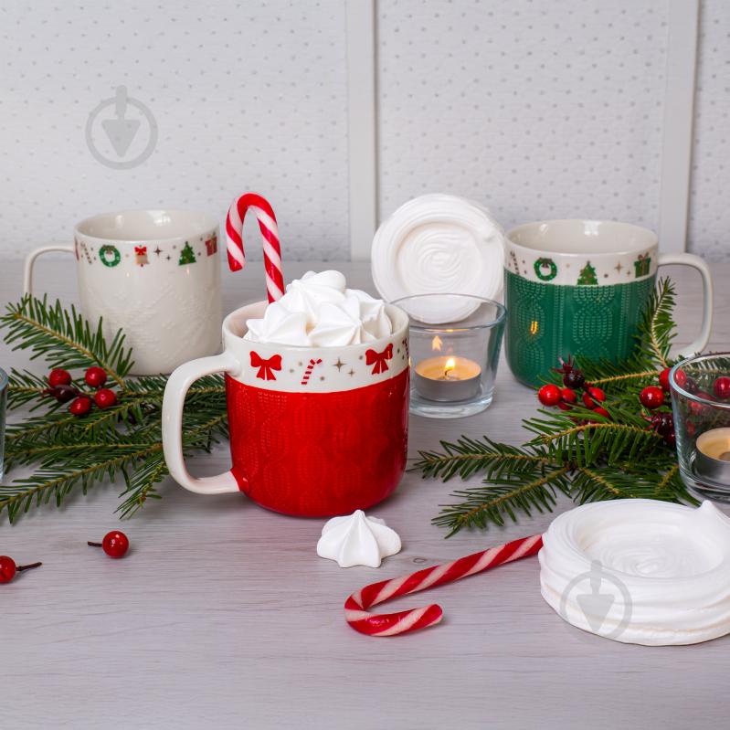 Чашка Ambition Scarf 370 мл червона з білим - фото 2 Чашка Ambition Scarf 370 мл червона з білим - фото 2