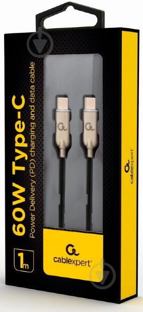 Кабель Cablexpert USB Тype-С 1 м черный с золотистым (CC-USB2PD60-CMCM-1M) - фото 2