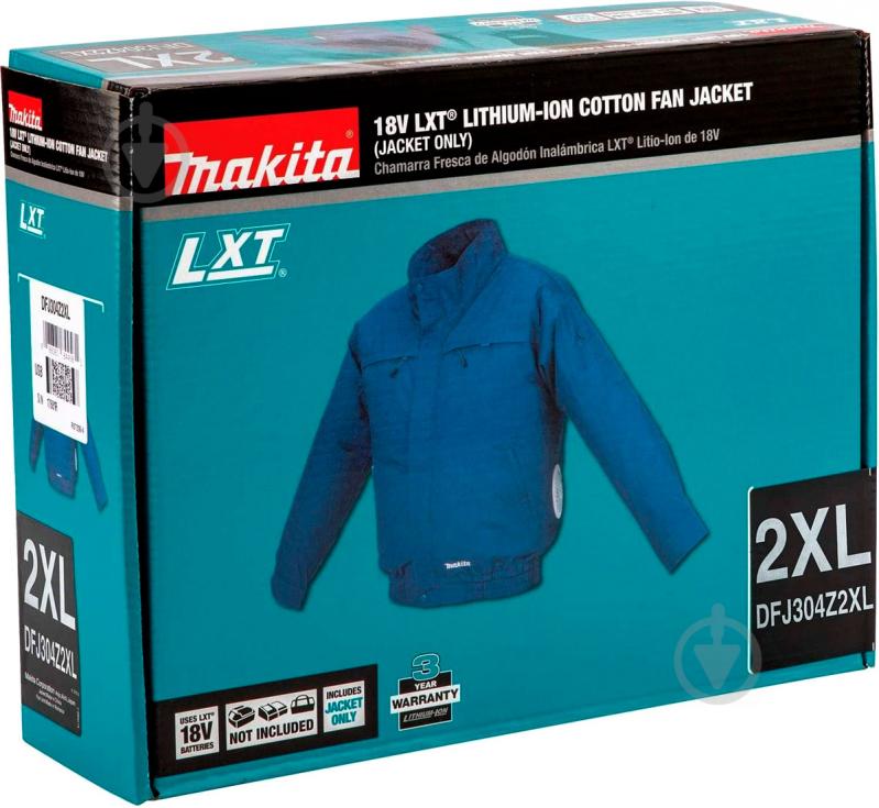 Куртка Makita з вентиляцією LXT/CXT 10,8 В Slider 14,4В/18В р. XXL DFJ304Z2XL синій - фото 3