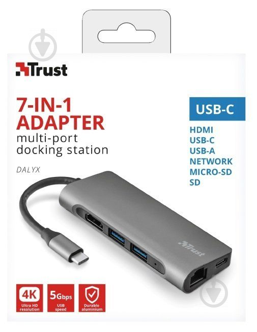 USB-хаб Trust Dalyx 7-IN-1 USB-C Aluminium - фото 7